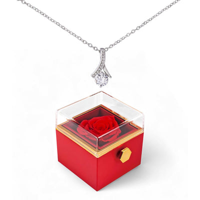 Alluring Beauty Necklace with Luxurious gift box and preserved red rose