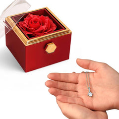 Alluring Beauty Necklace with Luxurious gift box and preserved red rose