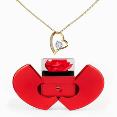Forever Love Necklace and Red Heart Rose Box gift set